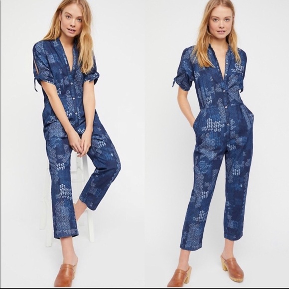 Free People Pants - Free People “Indigo Daze” blue jumpsuit